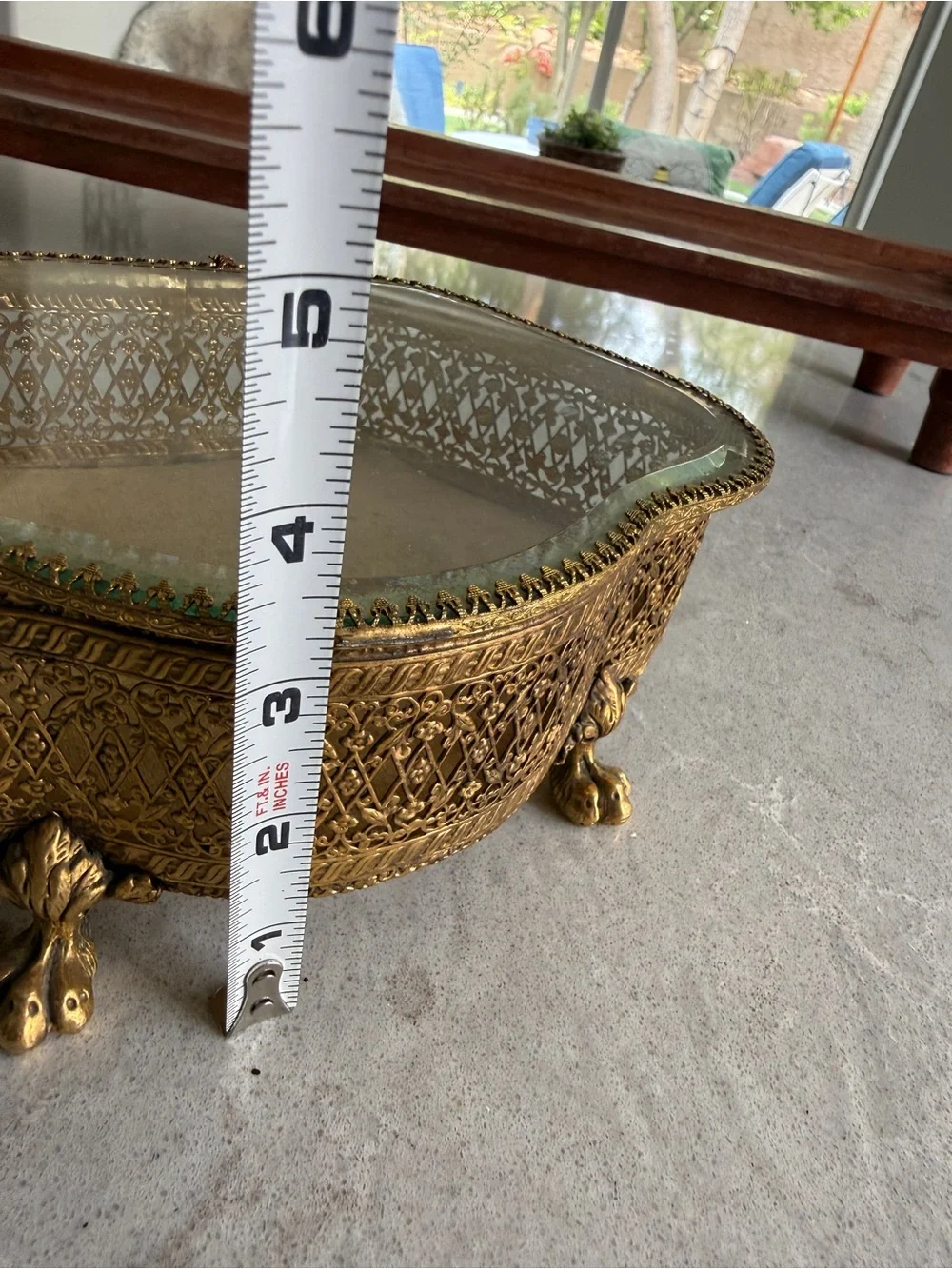 Ornate 24kt Gold plated vintage Hollywood Regency ormolu jewelry casket
